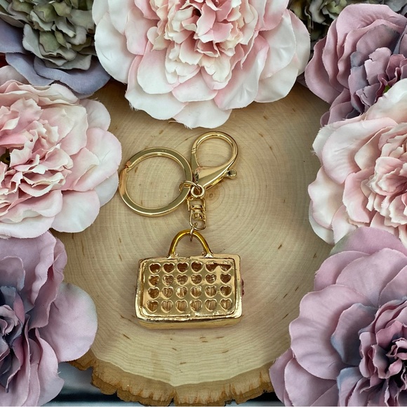 Chic Pink Crystal Heart Handbag Keychain Charm - Picture 9 of 9